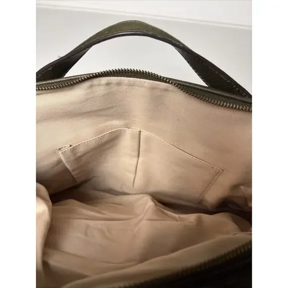 BANANA REPUBLIC Leather Large Duffle North/South Tote Dark Olive Green 2015 - Picture 13 of 16